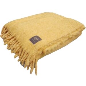 Mantas Ezcaray Wool Blanket / Throw in Mustard Yellow 56" X 72"
